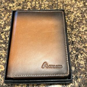 Vastitude wallet for men, genuine, leather RFID blocking bifold light brown